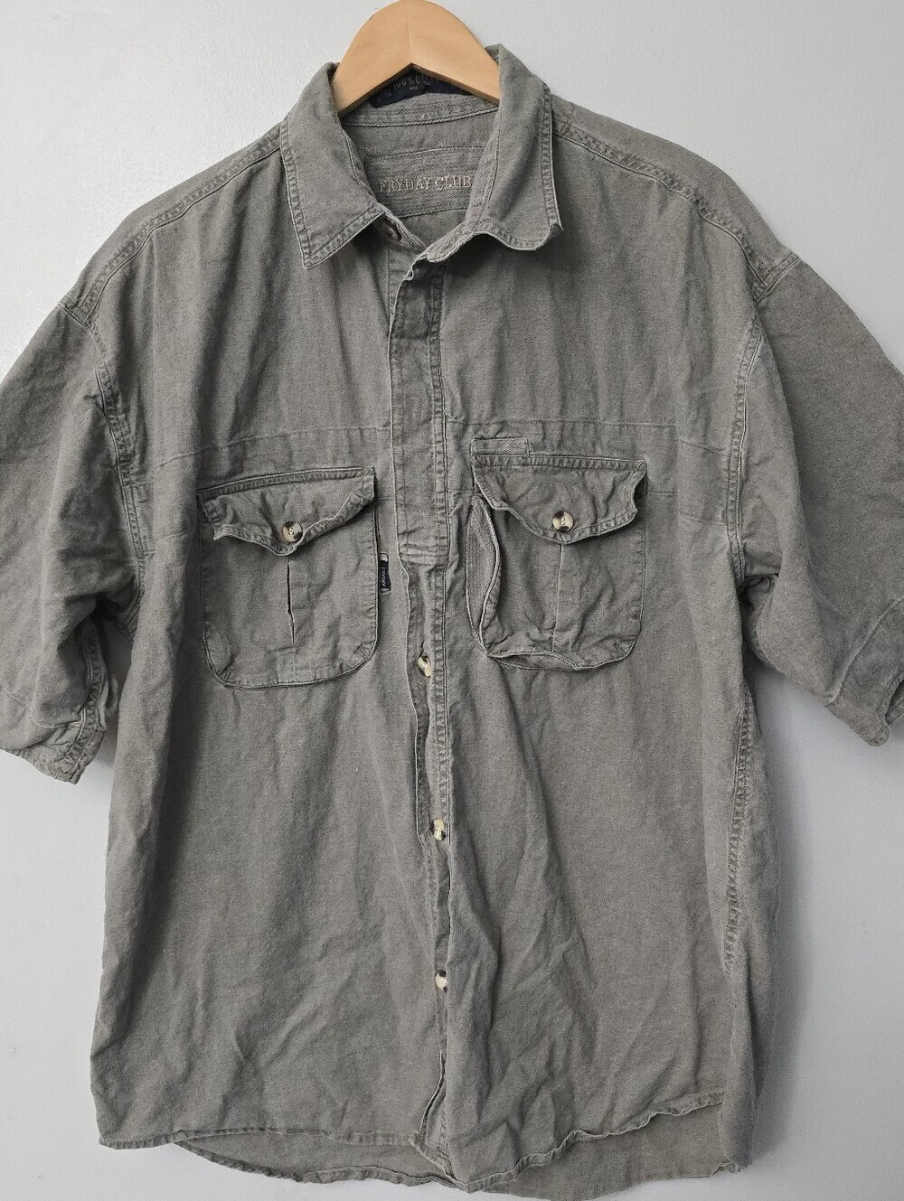 Fryday Club Mens XL Shirt Grey Button Up Vintage Rugged Gorpcore